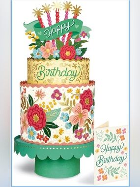 Happy Birthday Freshcut Paper Blooming Birthday Cake 12" Pop Up Card